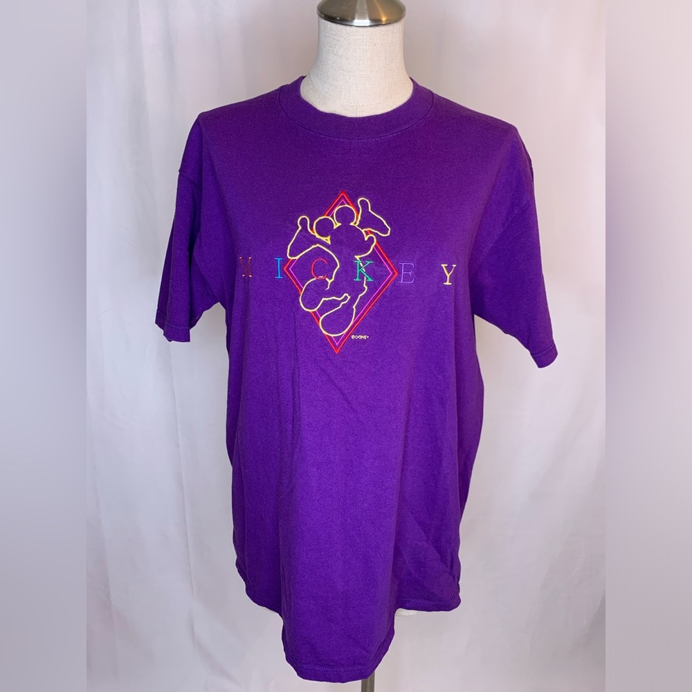 Women’s vintage Disney t-shirt Mickey unlimited embroidered tee purple L